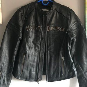 Black Harley Davidson leather riding jacket